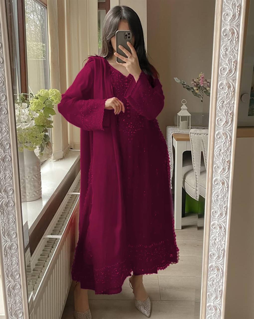 Dark Luxury Onyx Georgette Set