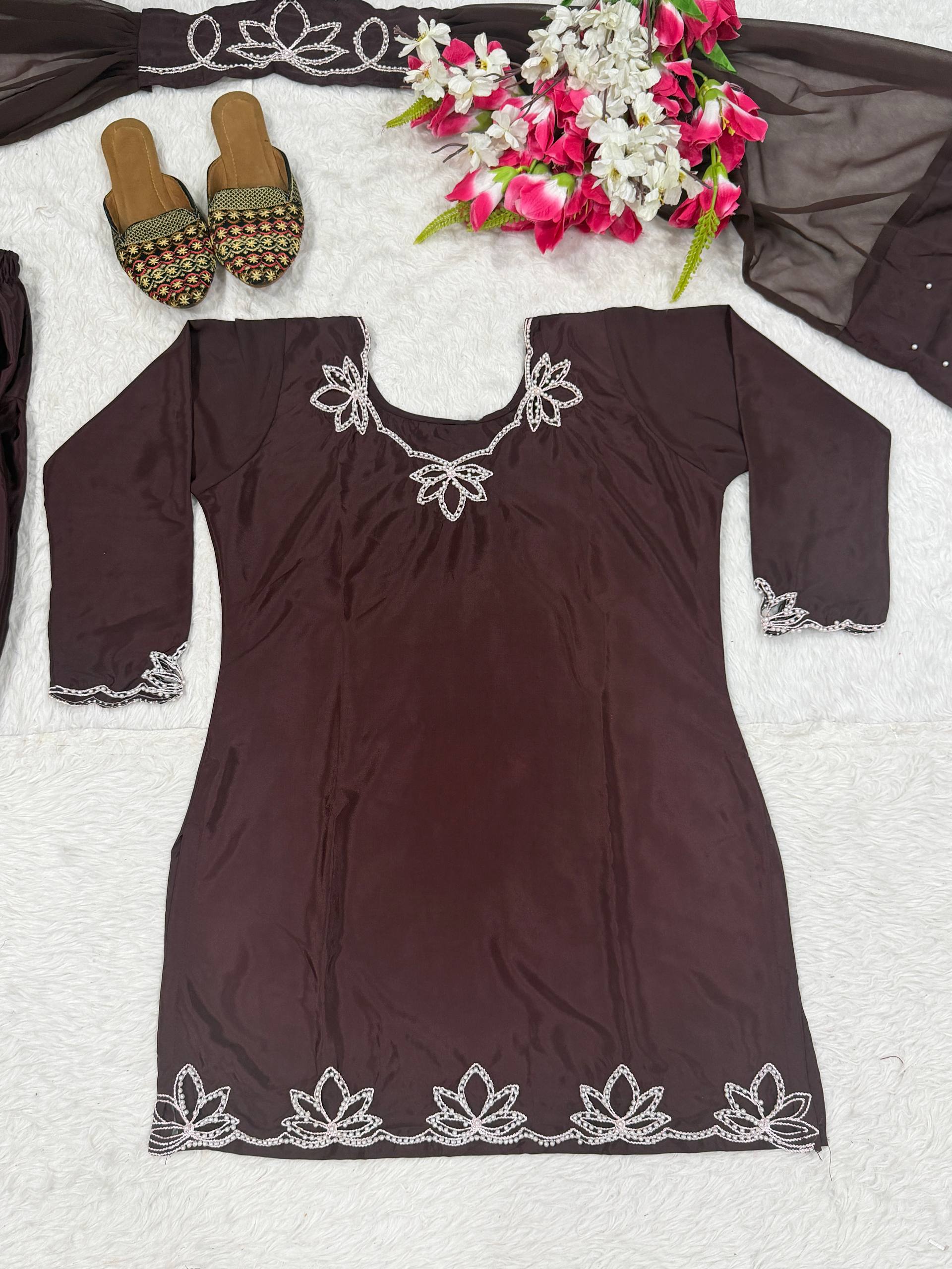 Urban Monochrome Silk Palazzo Suit