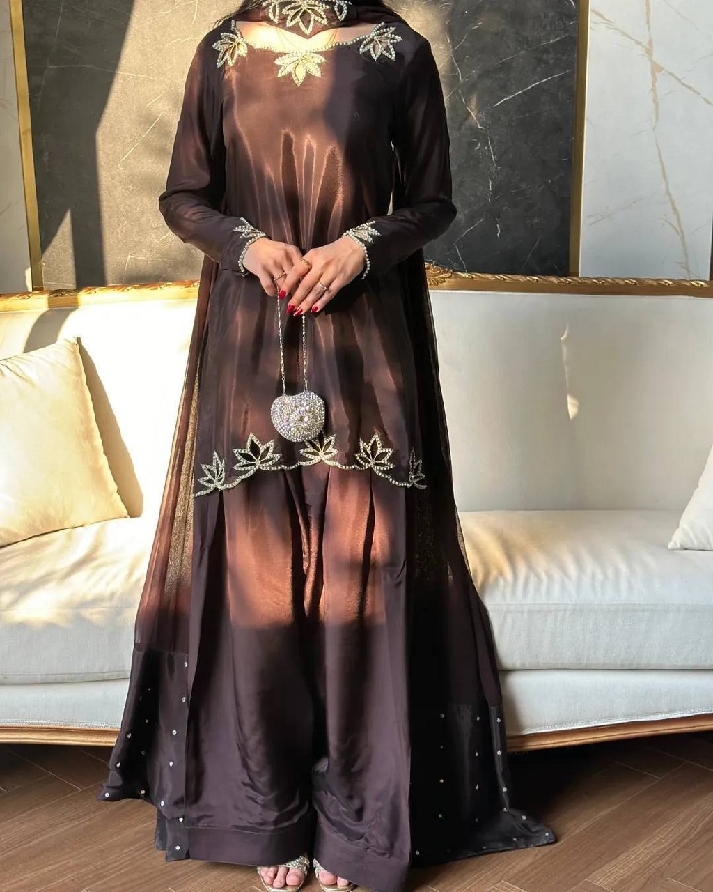 Urban Monochrome Silk Palazzo Suit