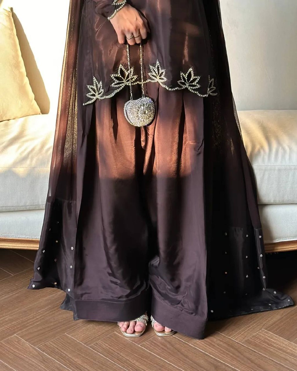 Urban Monochrome Silk Palazzo Suit