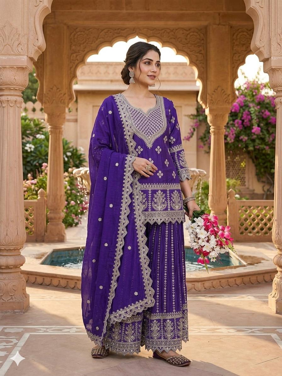 Regal Fuchsia Heritage Embroidered Couture