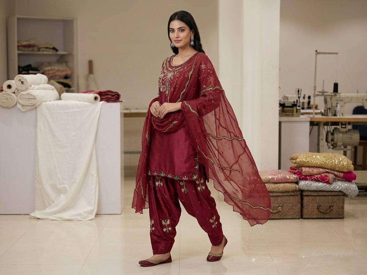 Luxe Ivory Sheer-Drape Festive Ensemble