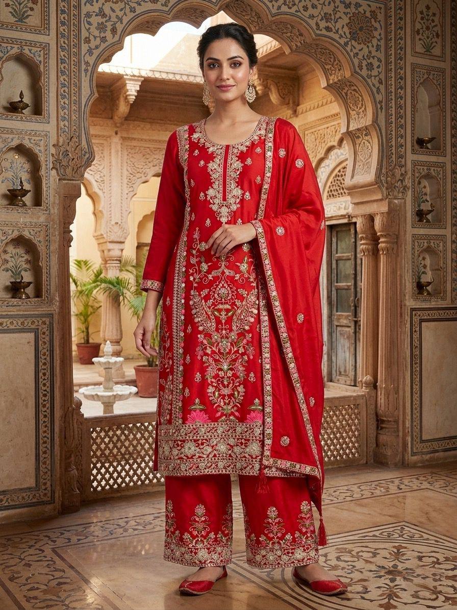 Regal Rama Blue Embroidered Kurta Set