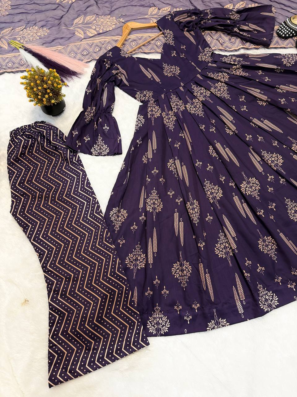 Ultra-Premium Aubergine Purple Anarkali Set | Luxury Festive Wear