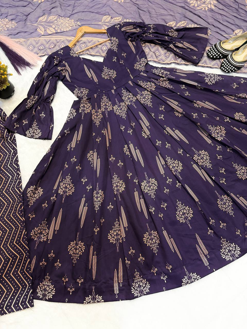 Ultra-Premium Aubergine Purple Anarkali Set | Luxury Festive Wear
