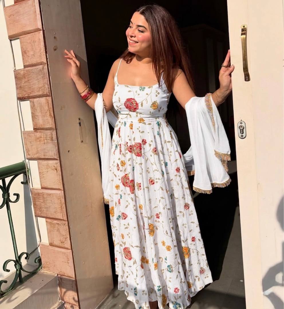 Ultra-Premium Pristine White Floral Couture Set | Luxury Daytime Festive Wear