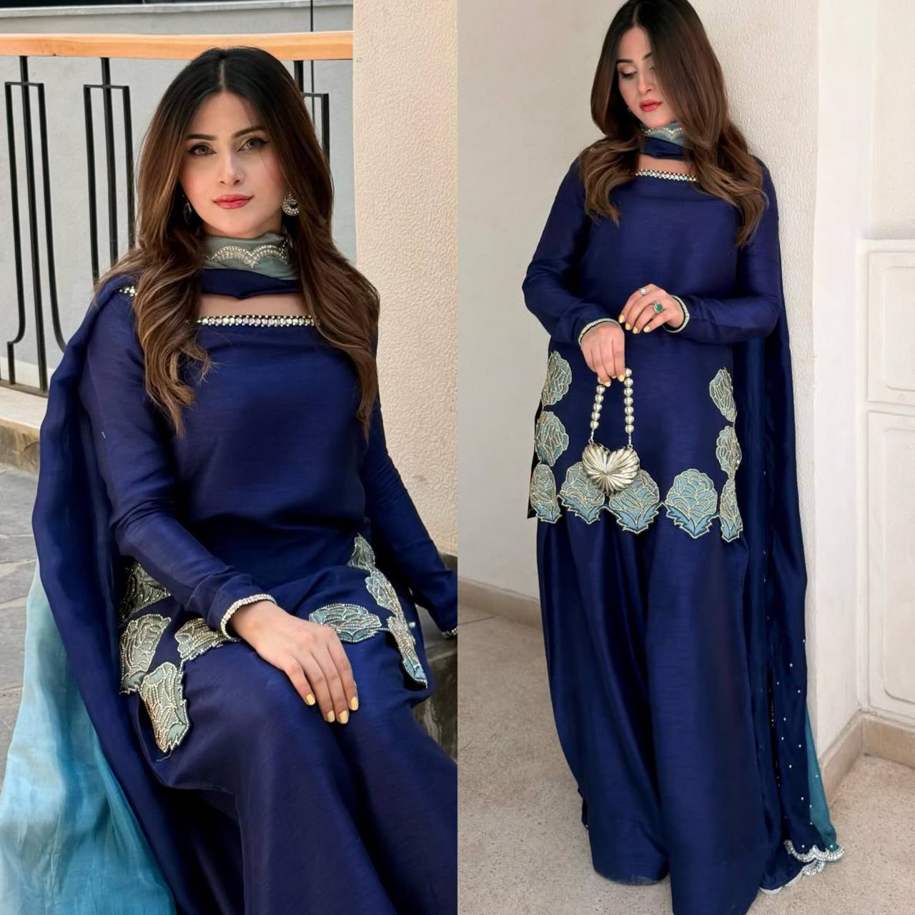 Sapphire Blue Scalloped Couture Set