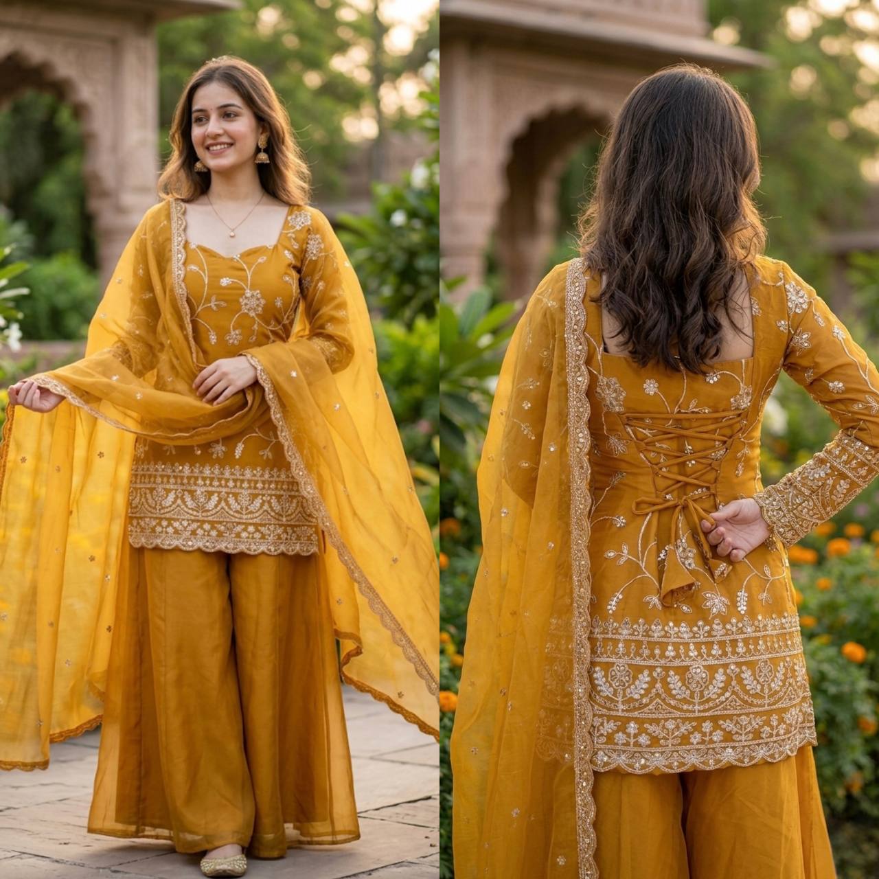 Saffron Yellow Heritage Tie-Back Set