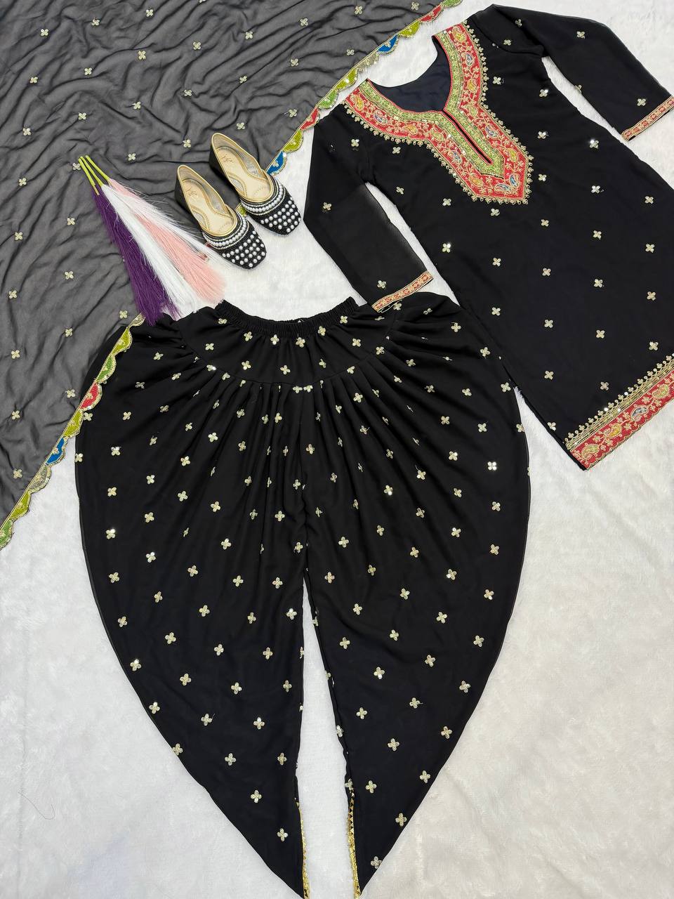 Ethereal Ivory Gilded Dhoti Set