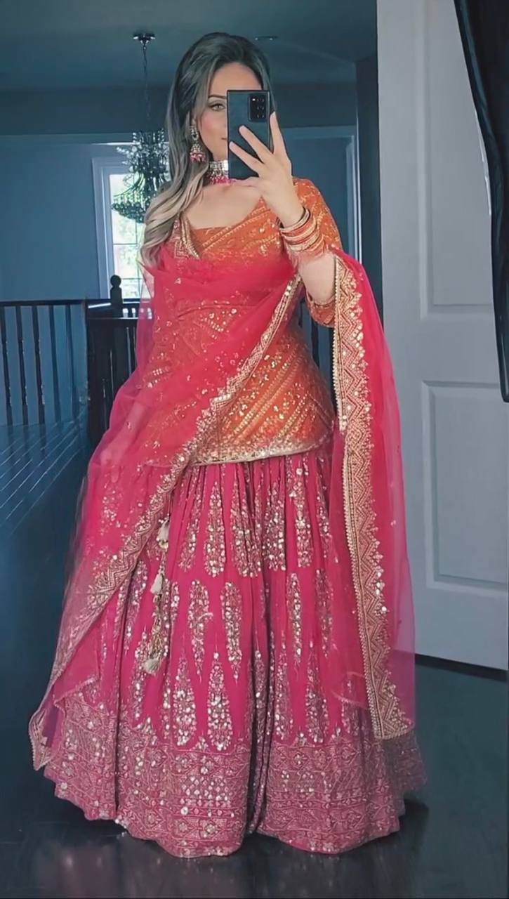 Editorial Tangerine Contrast Lehenga Set