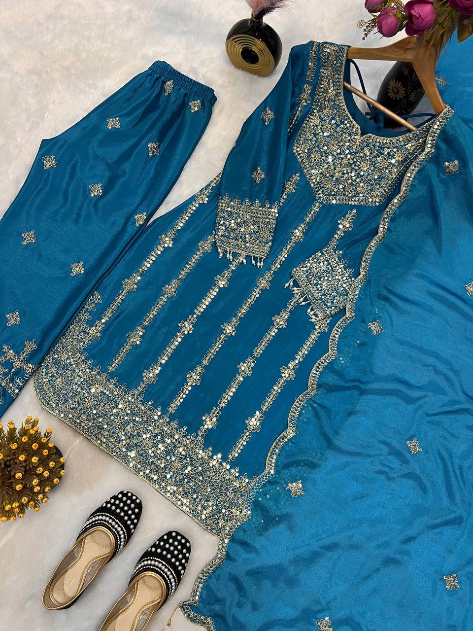 Gilded Saffron Heritage Embellished Ensemble