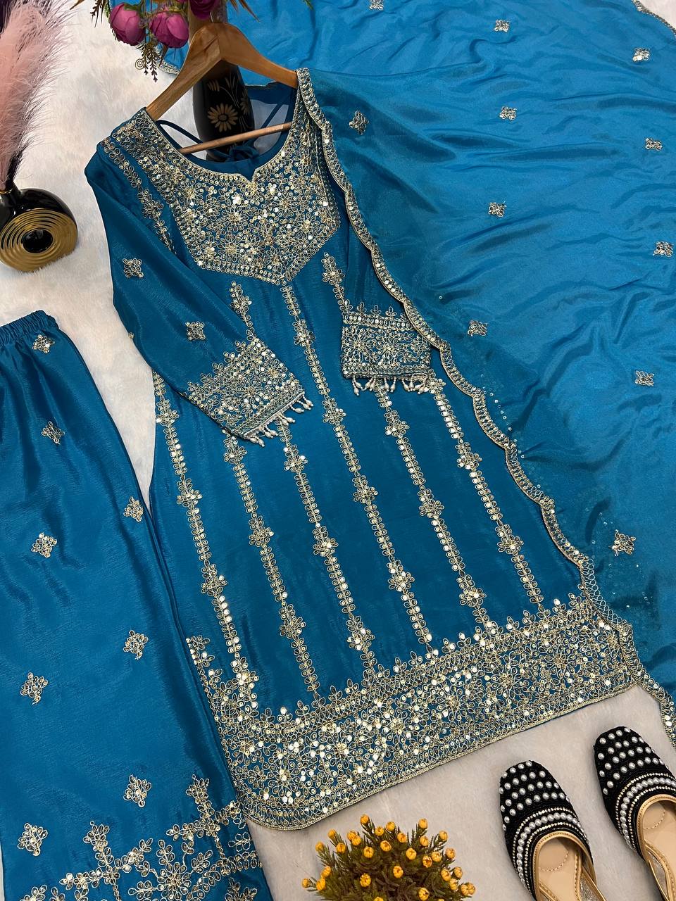 Gilded Saffron Heritage Embellished Ensemble
