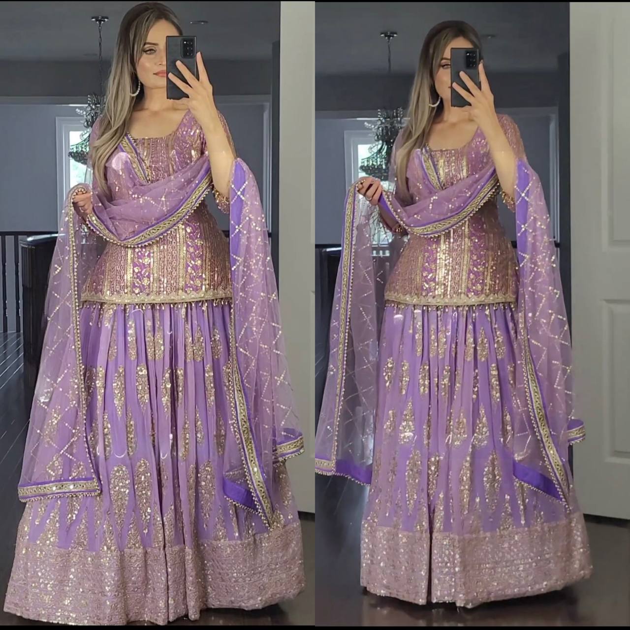 The Celestial Azure Sequin Heritage Lehenga