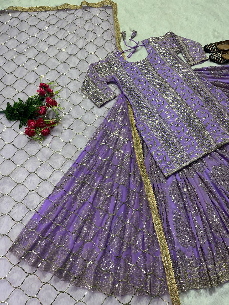 The Celestial Azure Sequin Heritage Lehenga
