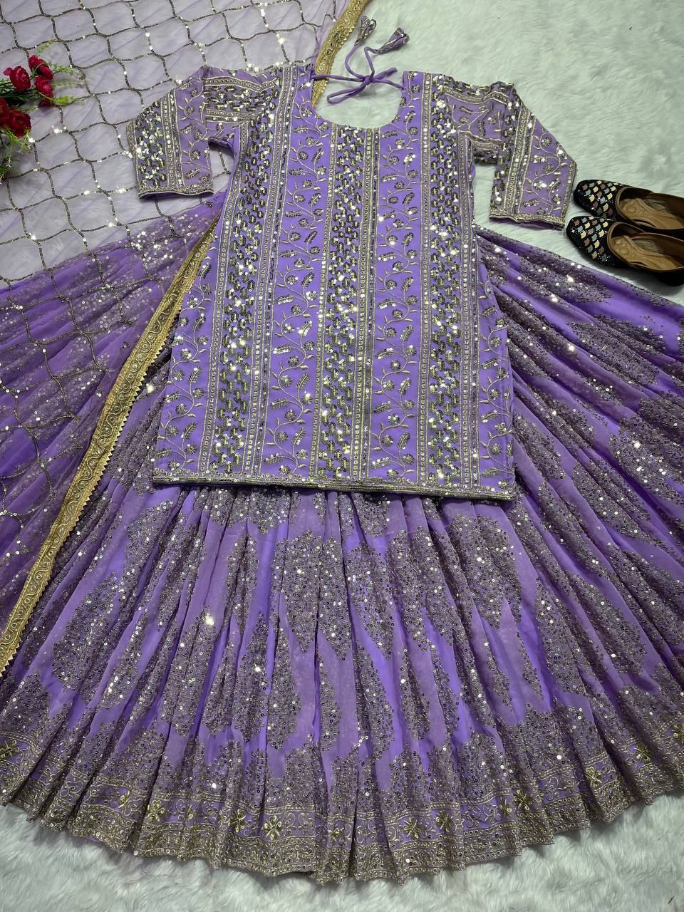 The Celestial Azure Sequin Heritage Lehenga